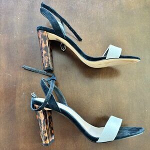 NEW White House Black Market Tortoise Shell Heel Colorblock Sandals Size 8